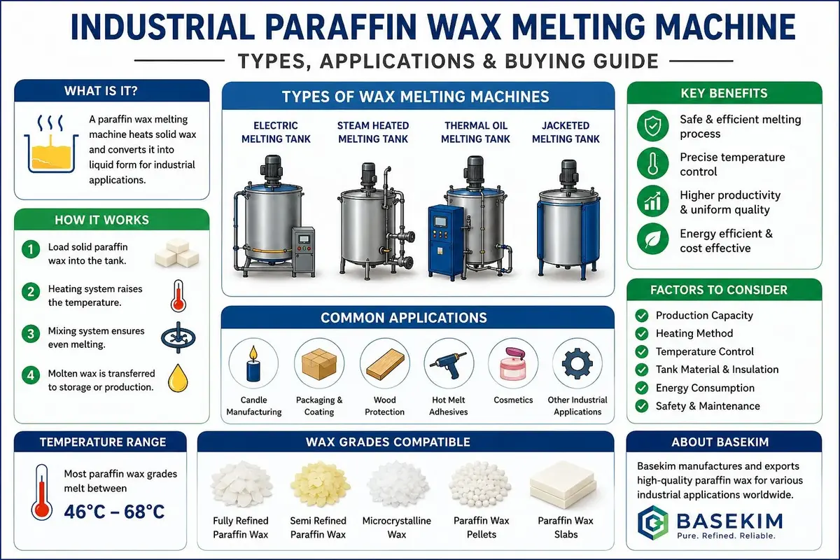 industrial paraffin wax melting machines, applications, and heating