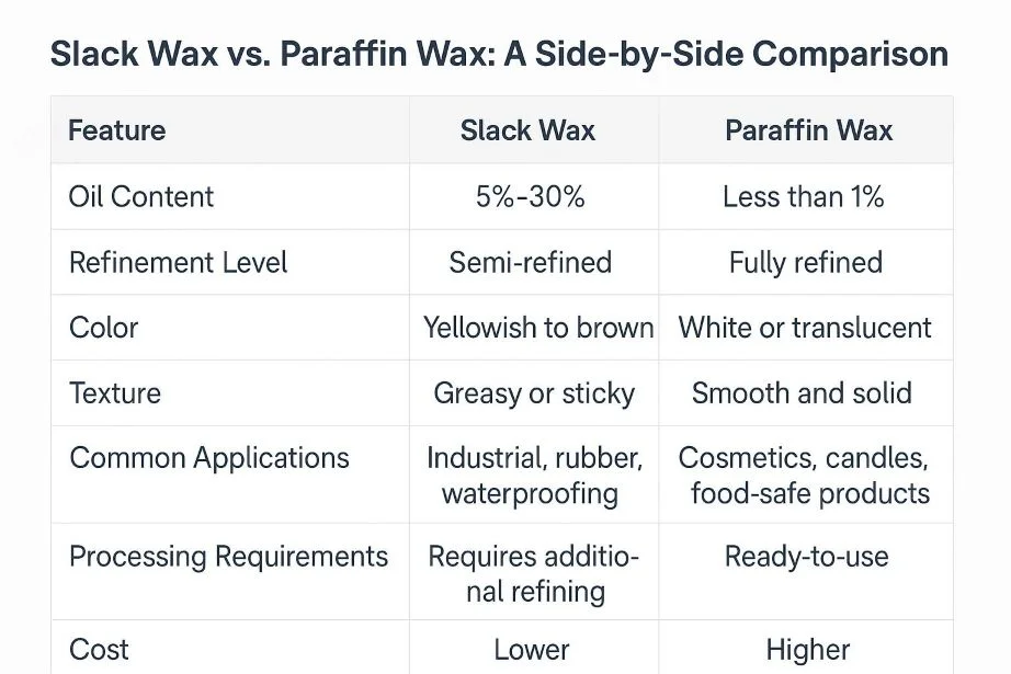Slack Wax vs. Paraffin Wax schedule